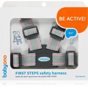 BabyOno Be Active Safety Harness First Steps kiegészítő gyermekeknek Grey/Pink 6 m+ 1 db