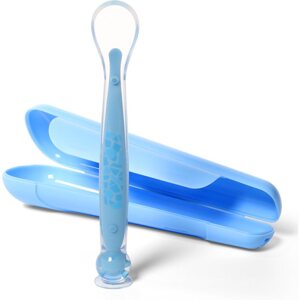 BabyOno Be Active Suction Baby Spoon kiskanál + bevonat Blue 6 m+ 1 db