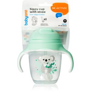 BabyOno Be Active Sippy Cup with Weighted Straw gyakorlóbögre szívószállal 6 m+ Koala 240 ml