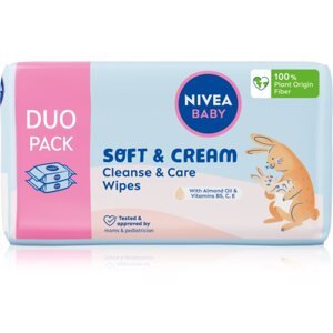 NIVEA BABY Soft & Cream finom nedves törlőkendők gyermekeknek 2x57 db