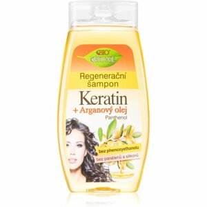 Bione Cosmetics Keratin + Argan regeneráló sampon a fénylő és selymes hajért 260 ml