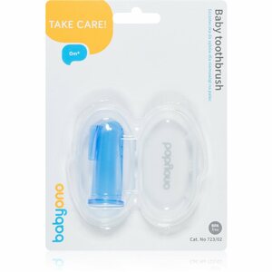 BabyOno Take Care First Toothbrush ujjra húzható fogkefe gyermekeknek tokkal Blue 1 db