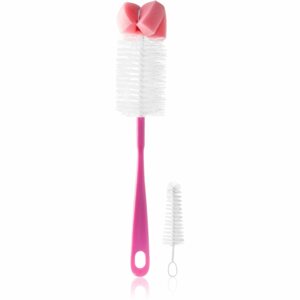 BabyOno Take Care Brush for Bottles and Teats with Mini Brush & Sponge Tip tisztítókefe Pink 2 db