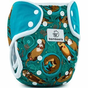 Bamboolik DUO Diaper Cover mosható pelenkakülső patentzáras Otters in Love + Turquoise