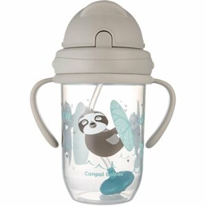 canpol babies Exotic Animals Cup With Straw bögre szívószállal Gray 270 ml