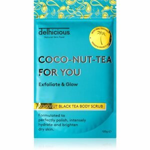 delhicious COCO-NUT-TEA FOR YOU COCONUT BLACK TEA hidratáló testpeeling száraz és érzékeny bőrre 100 g