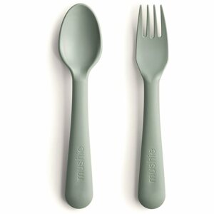 Mushie Fork and Spoon Set étkészlet Sage 2 db