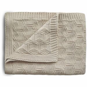 Mushie Knitted Pointelle Baby Blanket kötött takaró gyermekeknek Beige 80 x 100cm 1 db