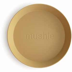 Mushie Round Dinnerware Plates tányér Mustard 2 db