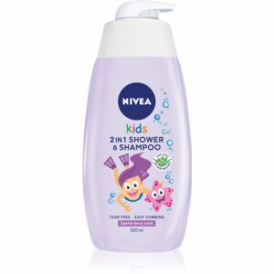 Nivea Kids Girl tusfürdő gél és sampon 2 in 1 gyermekeknek 500 ml