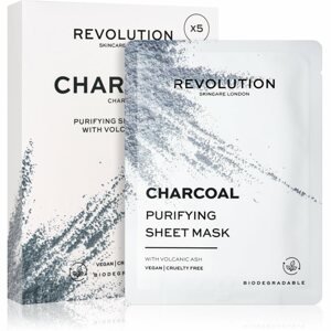 Revolution Skincare Purifying Charcoal fátyolmaszk szett zsíros és problémás bőrre 5 db