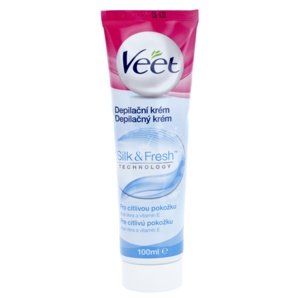 Veet Silk & Fresh Sensitive Skin lábszörtelenítő krém az érzékeny bőrre Aloe Vera és E-vitamin 100 ml