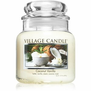 Village Candle Coconut Vanilla illatgyertya (Glass Lid) 389 g